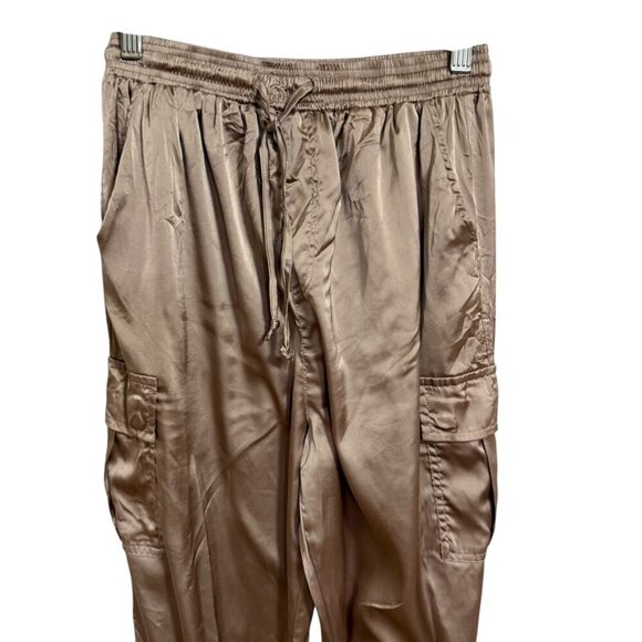 SHE + SKY Satin Jogger Pants SZ Small Metallic Shiny High‎ Rise - Picture 7 of 11